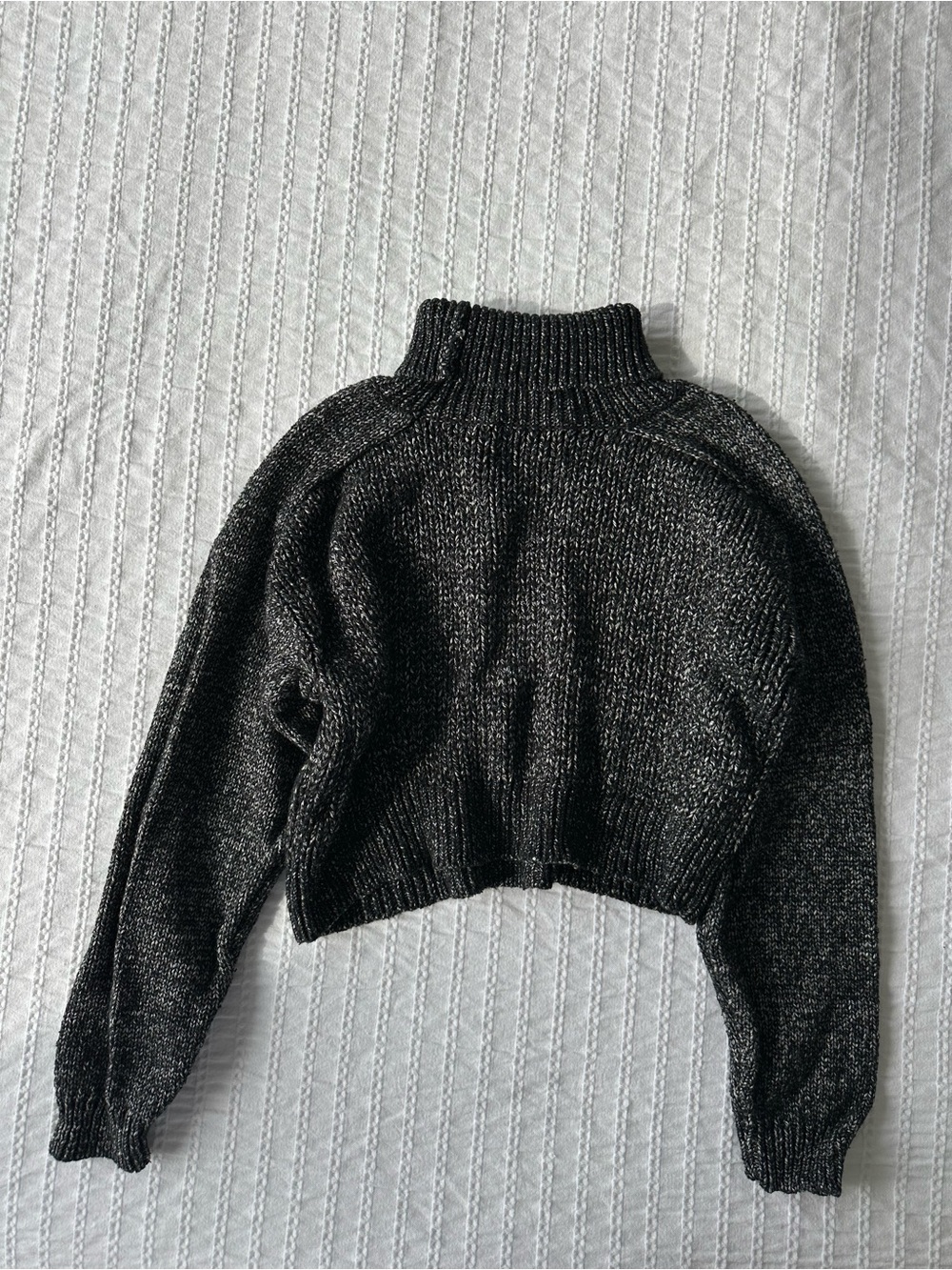 Black & White Cropped Mock Neck Sweater